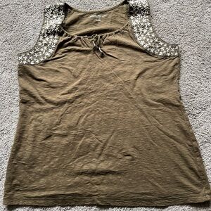 Eddie Bauer Green Tank Top with Floral Detail